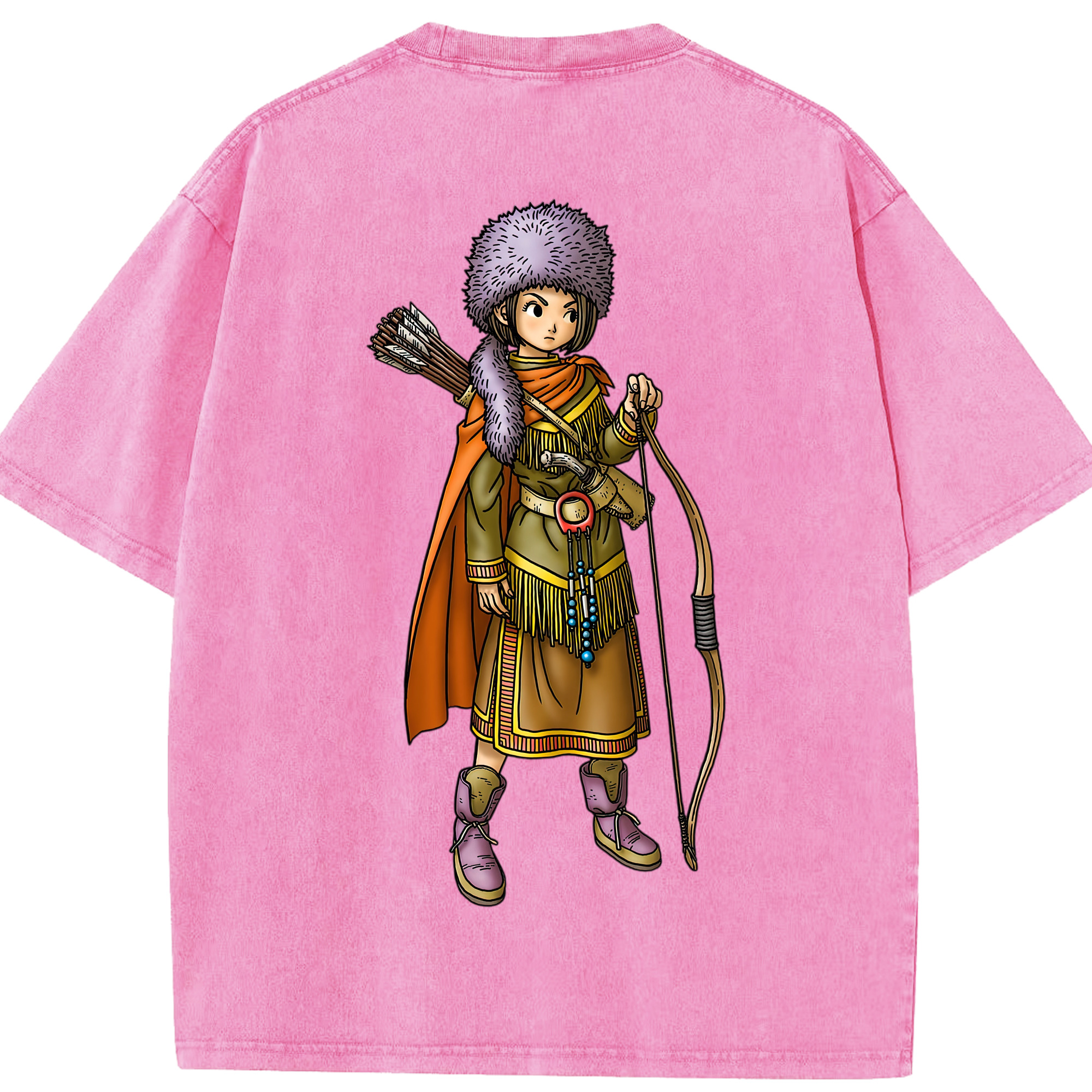 （画像用） ドラゴンクエスト Doragon Kuesuto Dragon Quest 綿100% ヴィンテージ風 半袖Tシャツ（背面プリント）